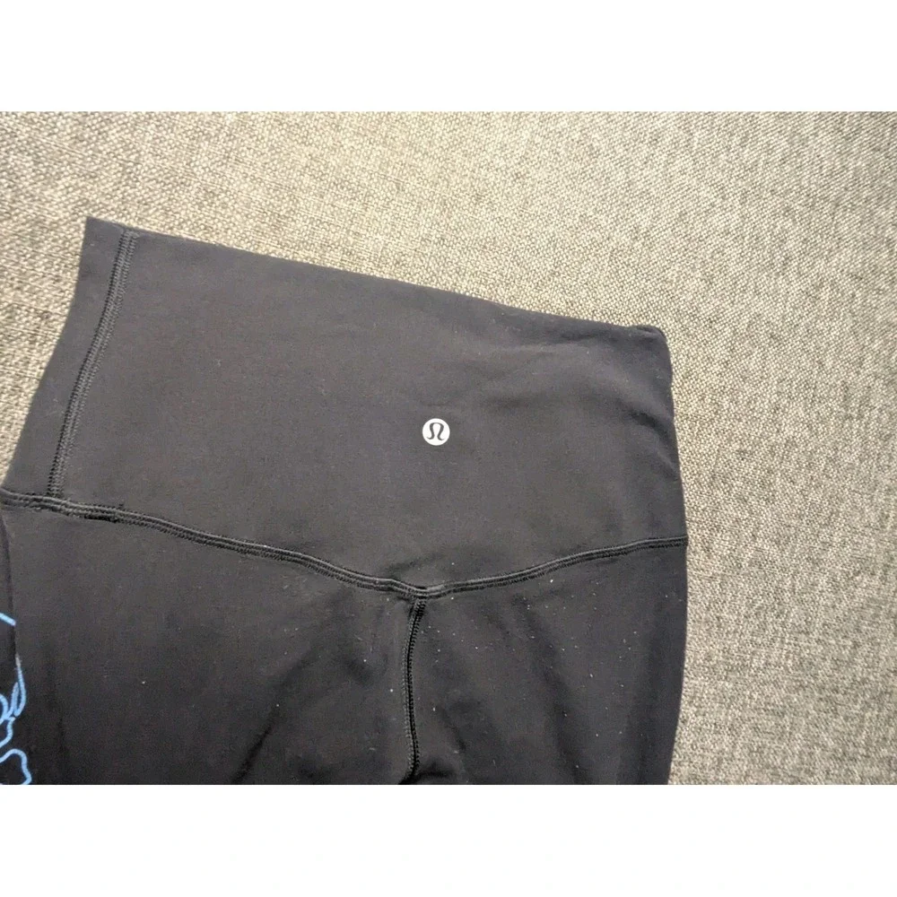 Lululemon x Soulcycle Leggings Womens Black Cropped Soul Skull Logo Size 0
